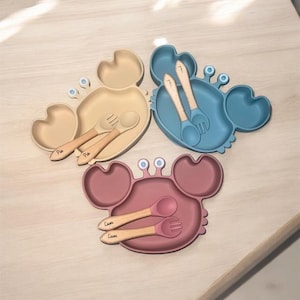 Personalized Silicone Crab Baby Meal Set/ Birth Gift/ Birthday Gift/ Ideal for Children
