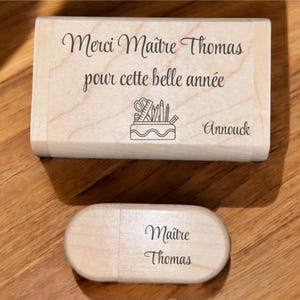 Memoria USB de madera personalizada - Grabada - Regalo para profesores - Regalo Atsem - Regalo de fin de curso