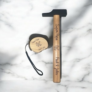 The DIY kit (hammer + engraved tape measure) personalized / Gift idea for dad, uncle, grandpa, godfather… Gift idea for Father's Day