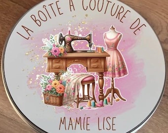 Small metal sewing box – Round box for sewing accessories – Mother's Day gift idea – Grandmother's Day gift idea