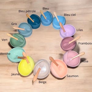 Personalized baby meal set – Silicone suction bowl + wooden spoon – Original birth gift – Baby tableware with first name