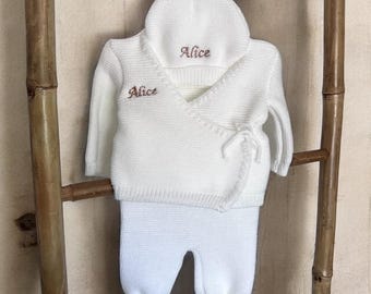 Conjunto de punto/cosido bordado para bebés/recién nacidos - Regalo para baby shower - Conjunto de bebé bordado - Regalo para recién nacidos