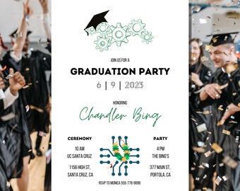 Bearbeitbare Computer Engineer Graduierung Party, moderne Einladungsvorlage für Elektrotechnik Graduierte, digitaler Download