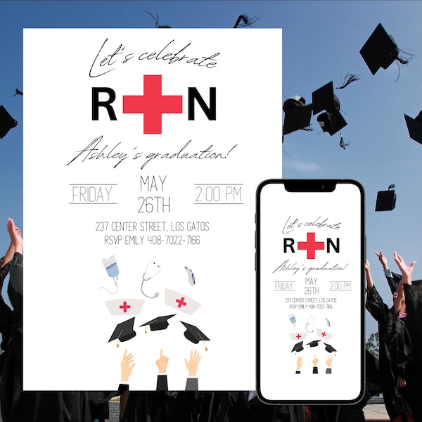 Personalized Nursing School Graduation, Nursing School Graduation, Mobile Modern and Chic Nurse Grad, Digital Download