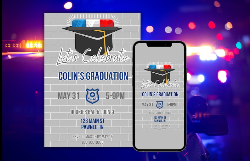 Cop Graduation Generic Police Academy Graduation Invitation Cop Graduation Invite Editable ...