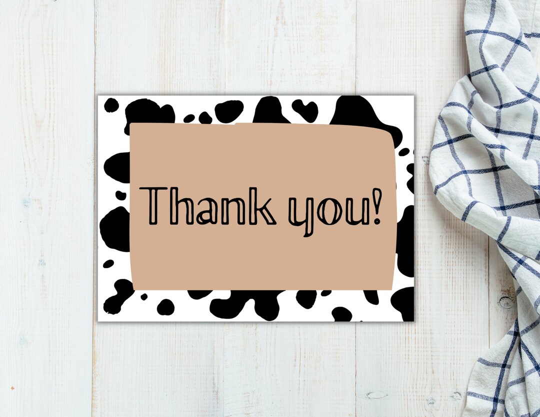 Holy Cow Matching Thank You Card Birthday Invitation, Instant Download