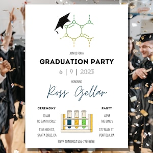 Science Graduation Party Invite, Editable Chemistry Grad Invitation, College graduation Invite, Instant Digital Download