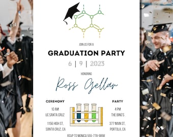 Science Graduation Party Invite, Editable Chemistry Grad Invitation, College graduation Invite, Instant Digital Download