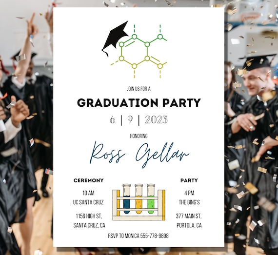 Science Graduation Party Invite, Editable Chemistry Grad Invitation, College graduation Invite, Instant Digital Download