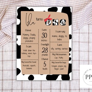 Holy Cow! Girls 1st Birthday Milestone Sign, Editable Template