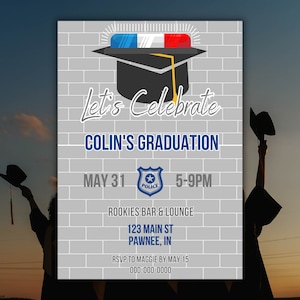 Police Academy Graduation Invitation Cop Graduation Invite Editable Template