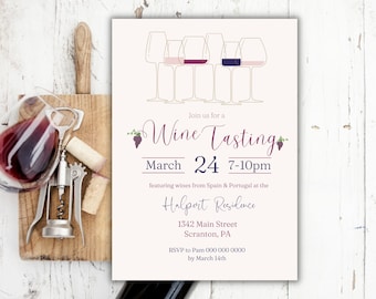 Wine Tasting Party, Girls Weekend, Girls Night In, Wine Tasting Invitation Template