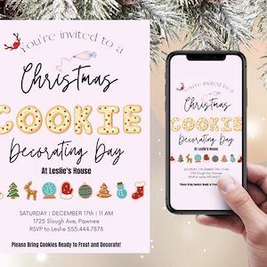 Christmas Cookie Decorating Party Invitation, Cookie Exchange, Christmas Holiday Party, Instant Download