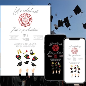 Festa di laurea dell'Accademia dei vigili del fuoco, invito alla laurea dei vigili del fuoco, laurea dell'Accademia dei vigili del fuoco, download digitale istantaneo