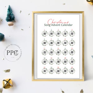 Advent Calendar For Adults, Christmas Song Countdown Advent Calendar Poster Size 16x24, Instant Digital Download