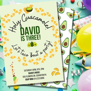 Editable Fiesta Birthday Invite, Holy Guacamole Invitation, Kid Birthday Taco Theme, Instant Download