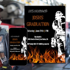Editable Fire Academy Graduation Party, Firefighter graduation invitation, Fire academy grad, instant digital download