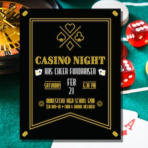 Bewerkbare Casino Night-flyer, Poker Night Fundraiser-flyer, Vegas Night-flyer, digitale download