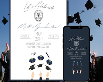 Police Academy Graduation Party, Cop graduation invitation, Officer graduation, instant digital download