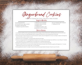 Holiday Recipe Card, Christmas Recipe Card, 7x5 in, Letter, Editable Template
