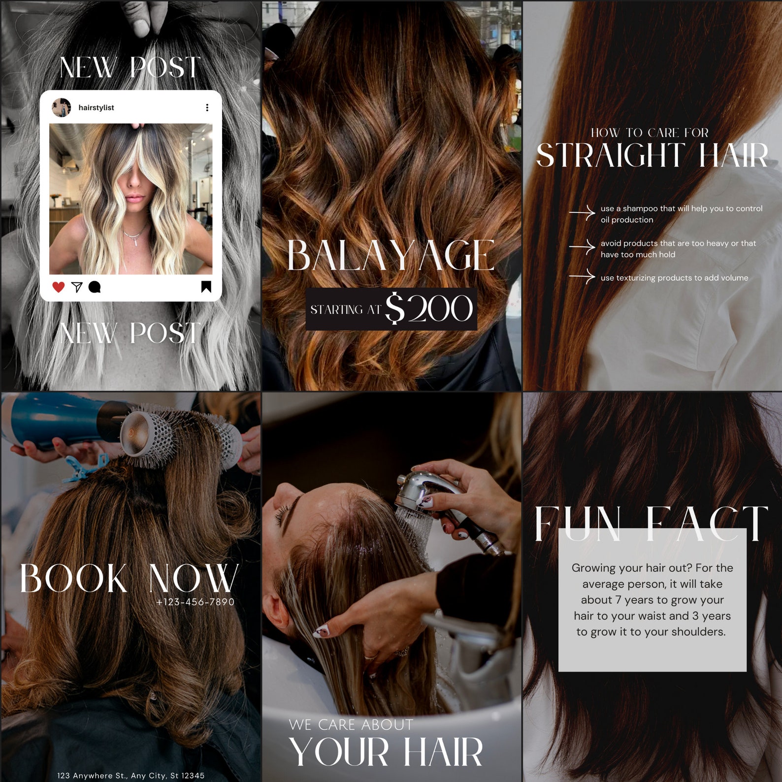 Hairstylist Instagram Post Templates | Salon Social Media (canva) - Etsy