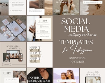Instagram Social Media Templates: 100 Posts, 30 Stories (Canva)