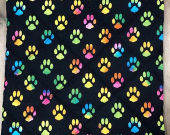 Paw Print Potholders: Quilted Cotton Hot Pads, Set of 2