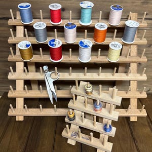 Wooden Thread Racks: Set of Folding Wood Organizers for Thread Spools and Bobbins