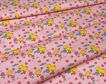 Whimsical Spring Chicks Fabric – Tossed Garden Print – Quilting & Easter Craft Cotton