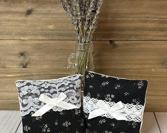 Floral Lavender Sachet: Embroidered Daisy Trim, Cotton Fabric