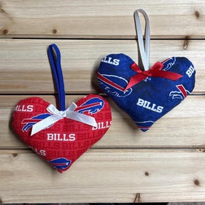 Buffalo Bills Heart Ornament: Handmade Fabric Car Rearview Mirror Decoration