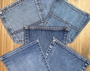 Upcycled Denim Jean Pockets – 6 Pair Craft Bundle for Sewing, Quilting & Patchwork Projects