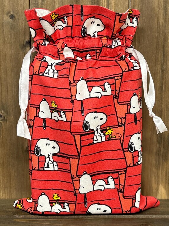 Snoopy Doghouse Cotton Fabric Gift Bag: 8x12