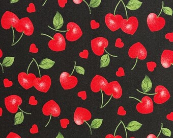 Cotton Fabric: Tossed Cherries Print Quilting Sewing