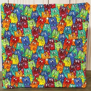 Colorful Cat Potholders – Quilted Cotton Hot Pads, Trivets (Set of 2)