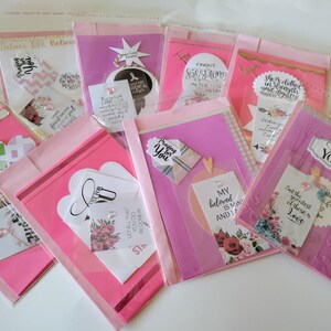 Op maat gemaakte handgemaakte Breast Cancer Survival Pink inspirerende en ondersteunende wenskaartenset met cadeaubon: collectie 5/5