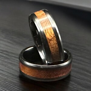 Koa Wood Inlay Ring With Ceramic Core