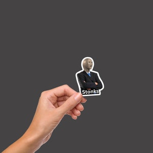 Meme Sticker, Stonks Meme, Stonks Guy, Funny Water Bottle Sticker, Waterproof Vinyl Sticker, Laptop Sticker, Meme Man Sticker, Hydroflask