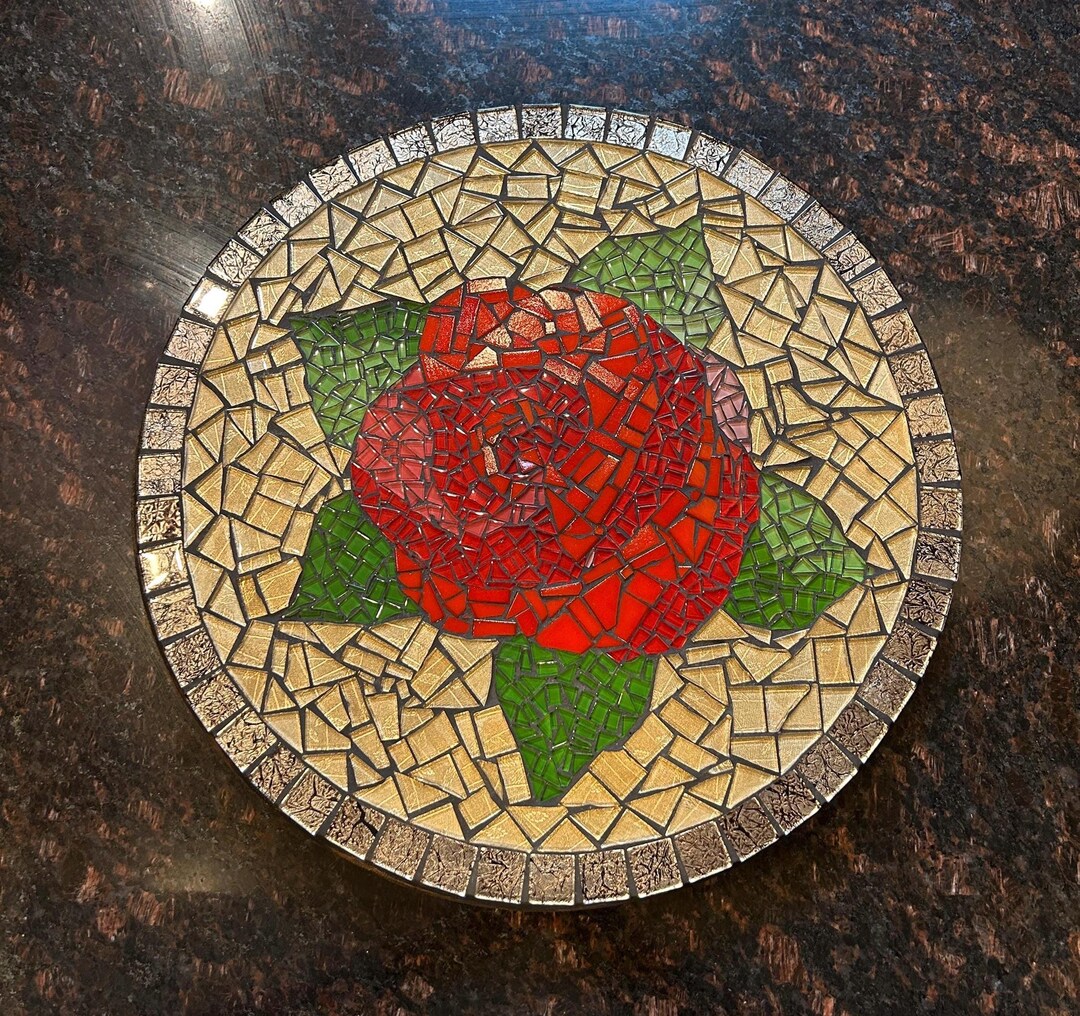 Lazy Susan Romantic Red Rose Mosaic Centerpiece Gift - Etsy
