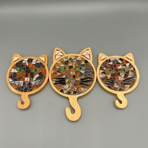 Cat Coffee Coaster | Handcrafted Mosaic Gift Set for Animal Lovers | Original Table Decor | Feline Gift Set for Tea and Coffe Enthusiasts