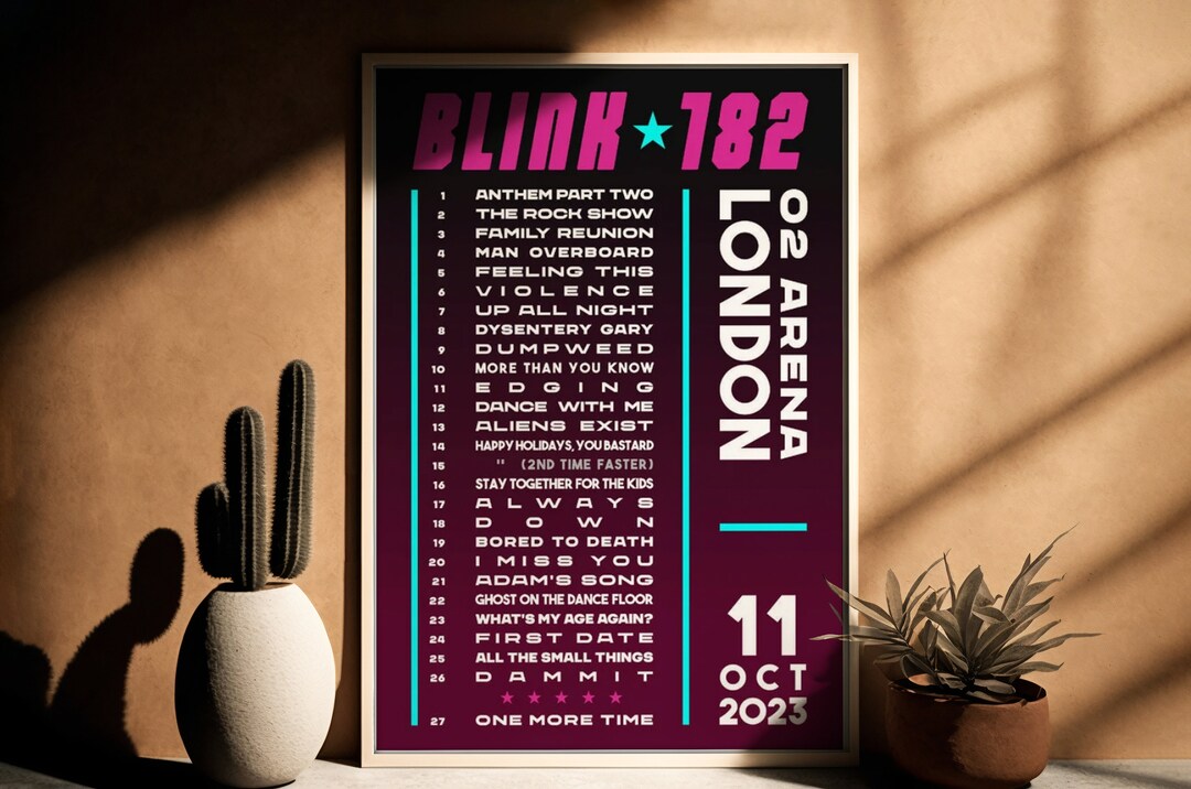 Blink182 2023 UK Setlist Canvas Print Gigs Concert Tour Etsy