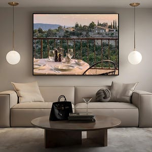 Dinner In Italy Painting, Landscape Print, Horizontal Poster, Landscape Digital Print, Downloadable, Printable Wall Art, Instant Download