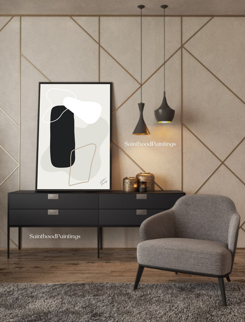 Modern Minimal Neutral Abstract Wall Art Printable Modern Etsy