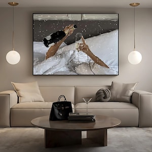 Champagne In Bed Painting, Landscape Print, Horizontal Poster, Landscape Digital Print, Downloadable, Printable Wall Art, Instant Download