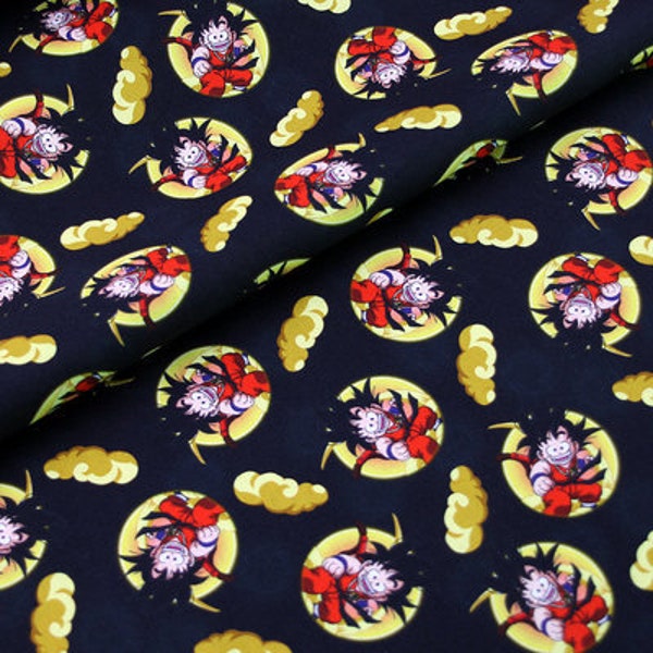 Sun Wukong Fabric Japanese Animation Fabric Cartoon Fabric Pure cotton Fabric by The Half Yard