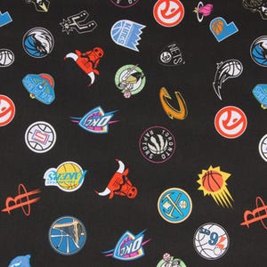 NBA Logo Fabric NBA Basketball Teams Logo Fabric Cartoon Fabric Pure cotton Fabric by The Half Yard