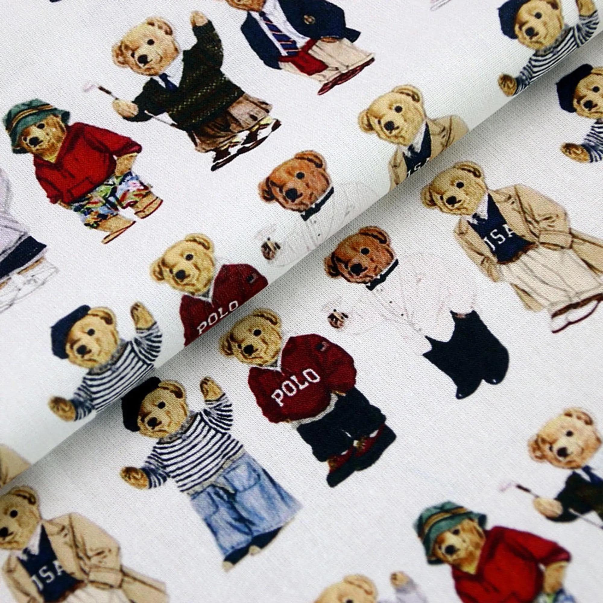 Polo bear Fabric Cartoon Fabric Pure cotton Fabric by The Half Yard