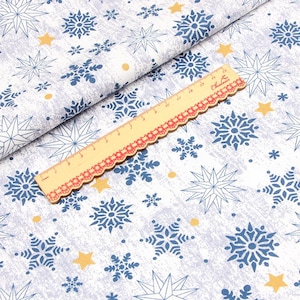 Tissu avec des flocons de neige Tissu avec de la neige Tissu d'animation Tissu de bande dessinée Tissu pur coton par mètre et demi