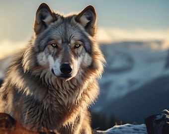 Gray Wolf Fabric Panel, 18“ × 32“ Panel, 100% Cotton Fabric