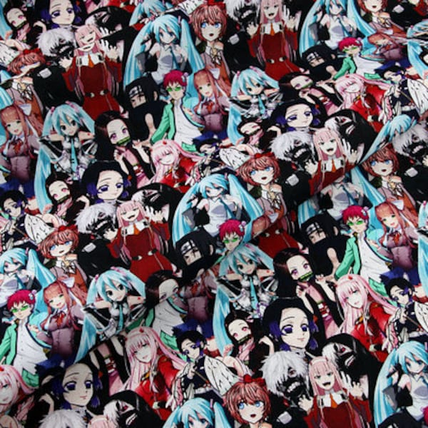 Japanese Anime Fabric Animation Fabric Cartoon Fabric Pure cotton Fabric by The Half Yard